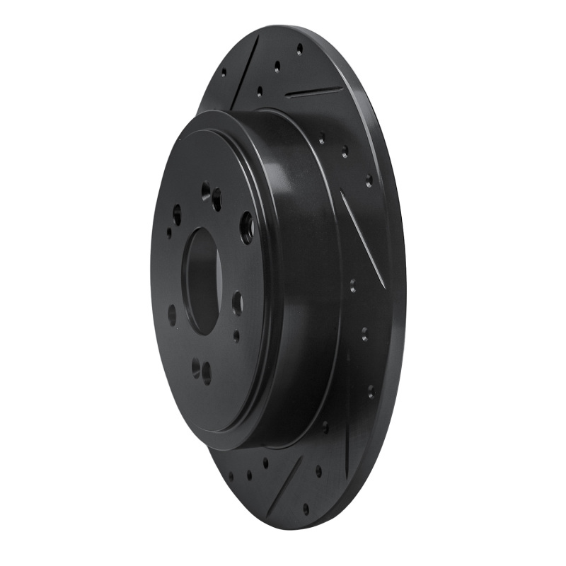 Honda Ridgeline Brake Rotor (1) - Rear Left - R1 Concepts - Drilled & Slotted - Black - `06-`14